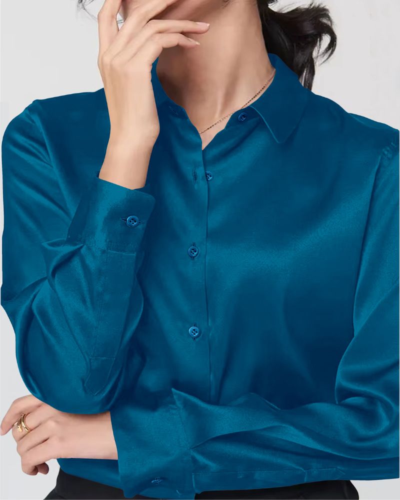 Azure Elegance Satin Shirt