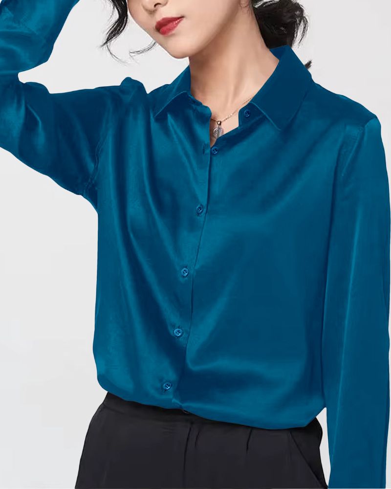 Azure Elegance Satin Shirt