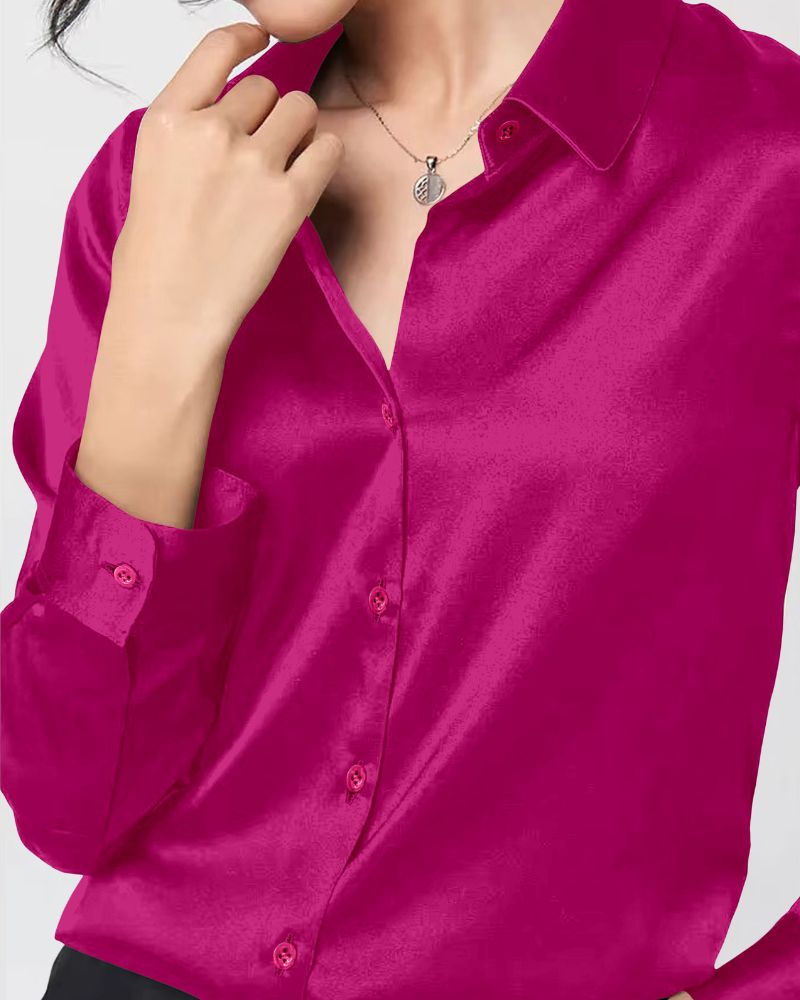 Fuchsia Radiance Satin Shirt