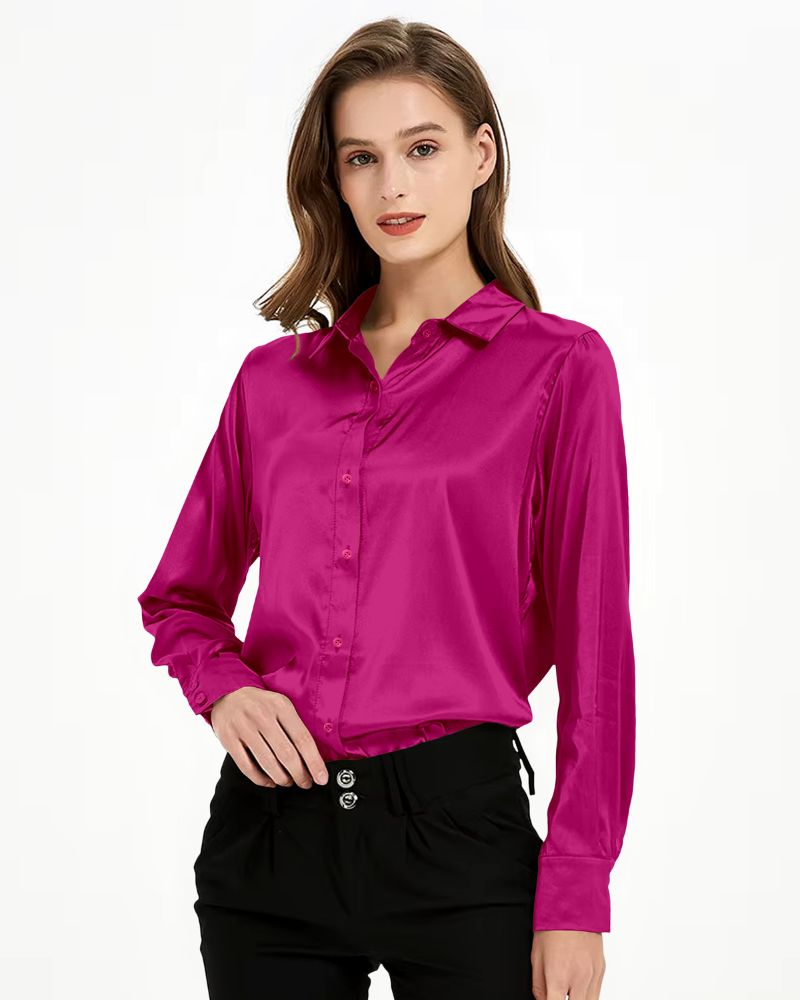 Fuchsia Radiance Satin Shirt