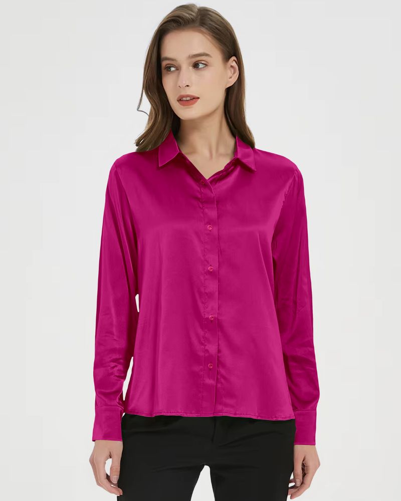 Fuchsia Radiance Satin Shirt