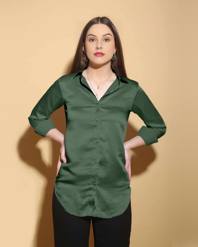 Forest Green Satin Shirt