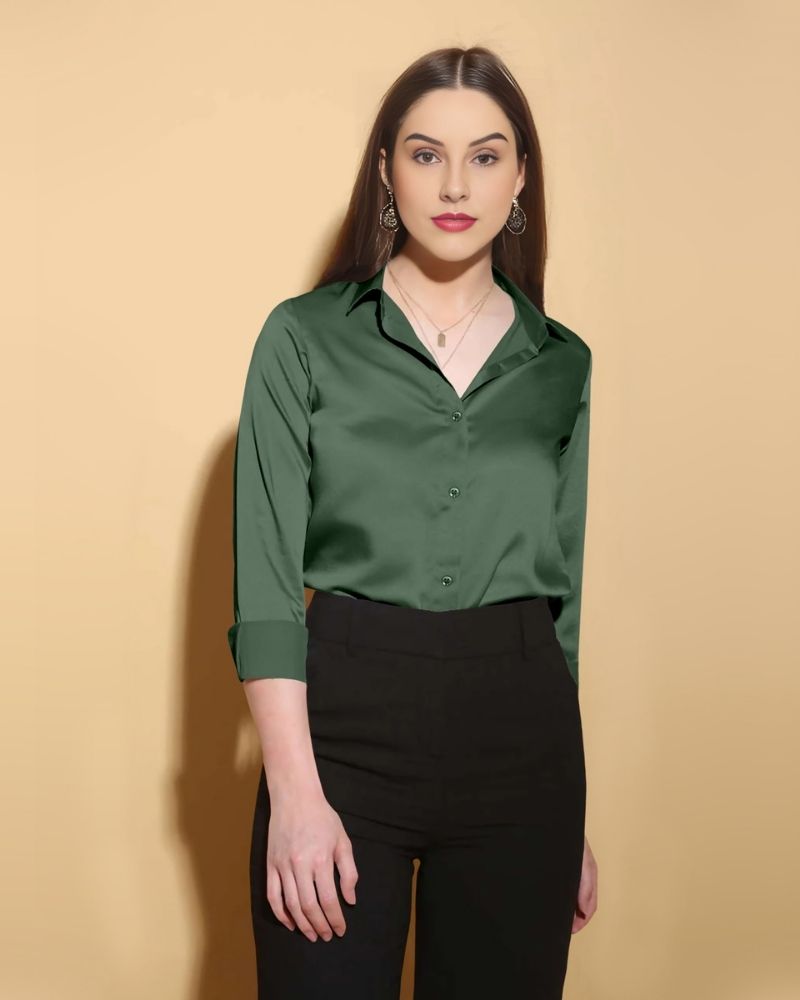 Forest Green Satin Shirt
