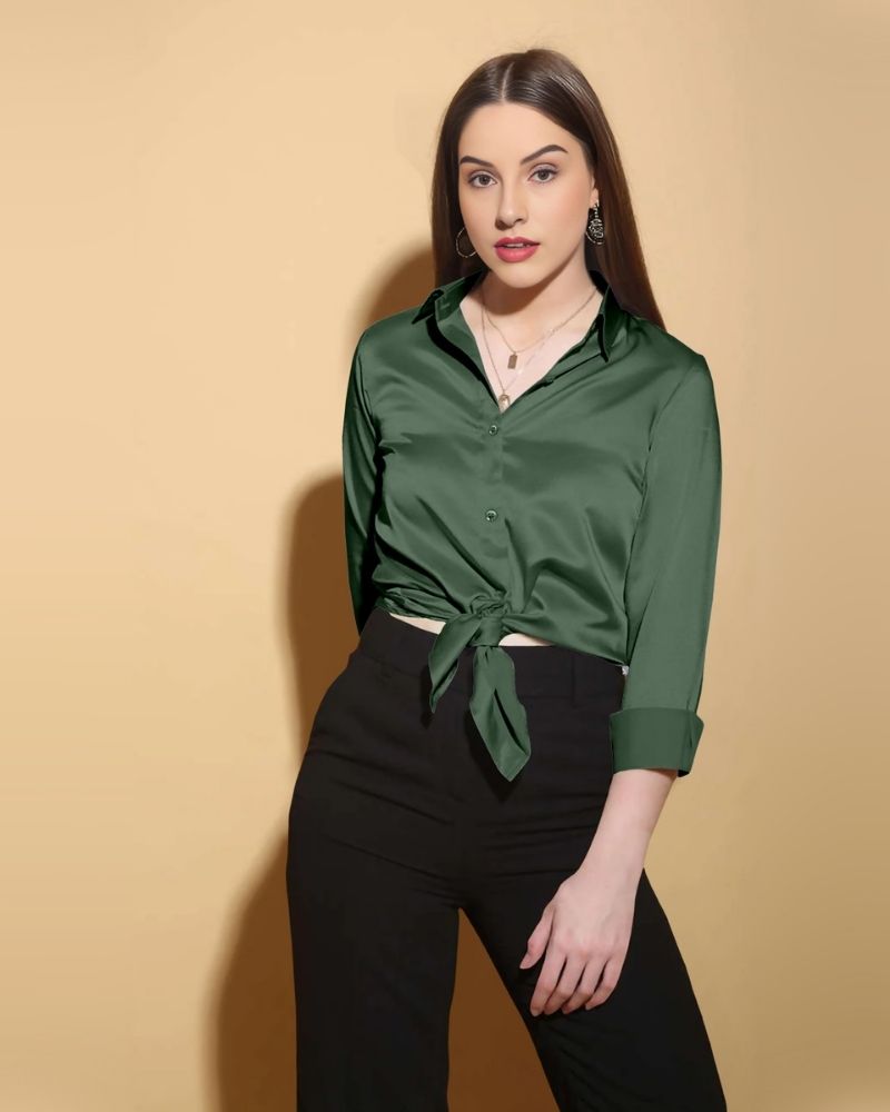 Forest Green Satin Shirt
