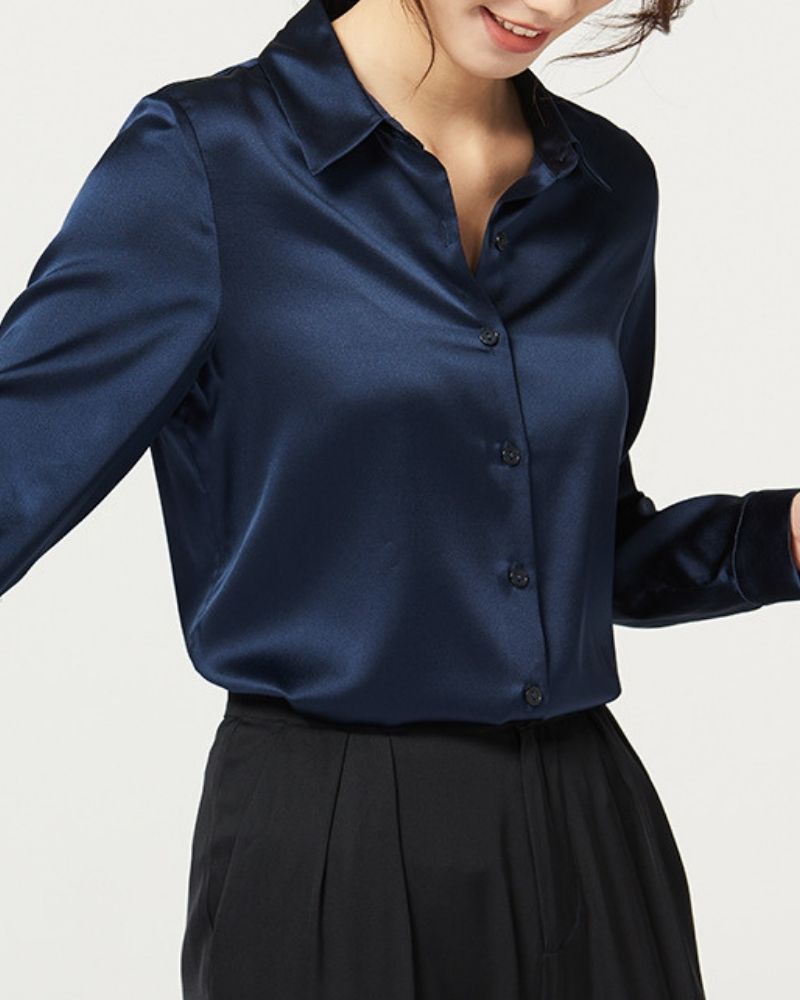 Sapphire Blue Satin Shirt
