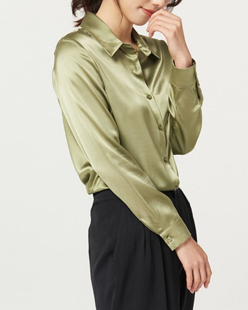 Olive Green Satin Shirt