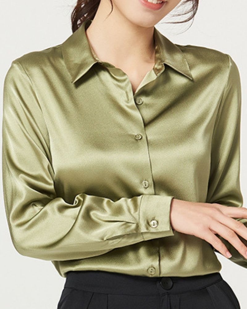 Olive Green Satin Shirt