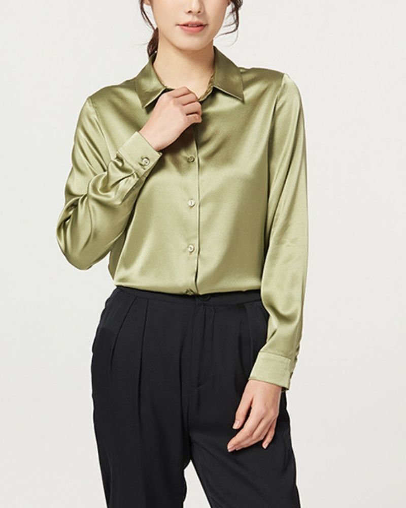 Olive Green Satin Shirt