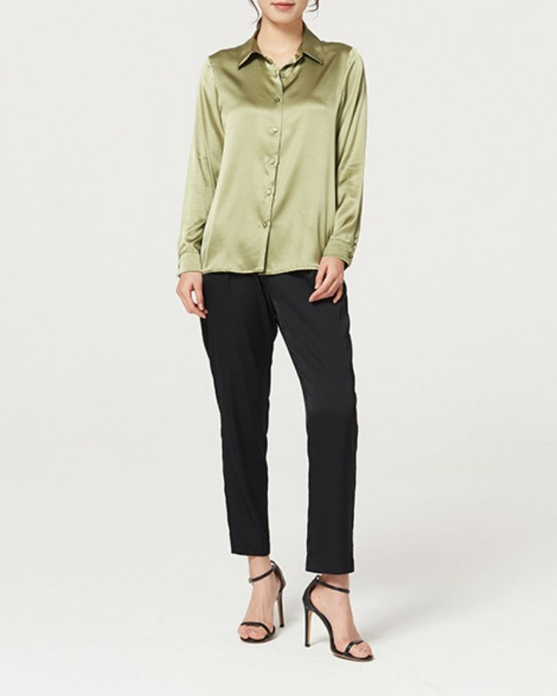 Olive Green Satin Shirt