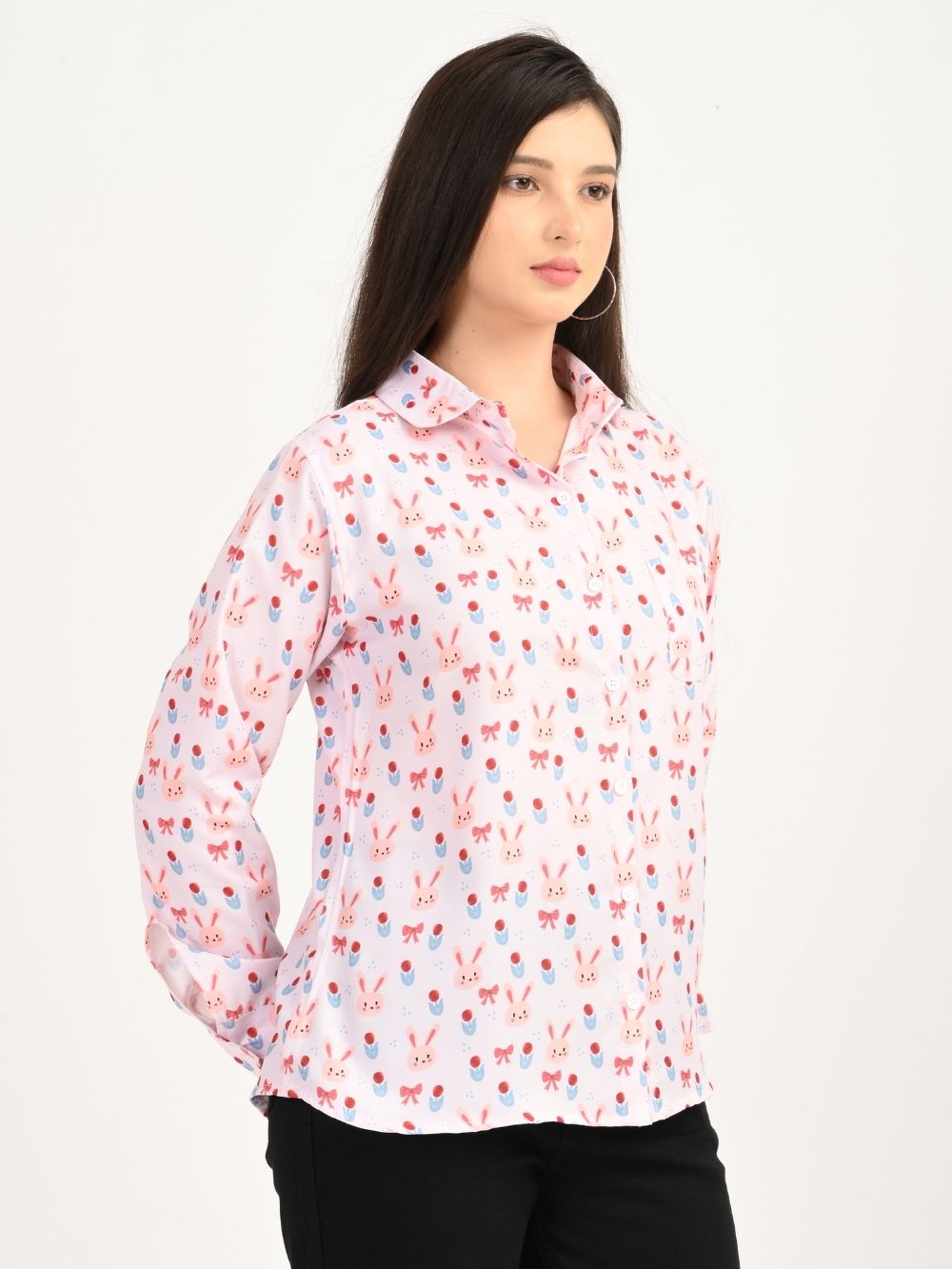 Blush Bunny shirt side profile view