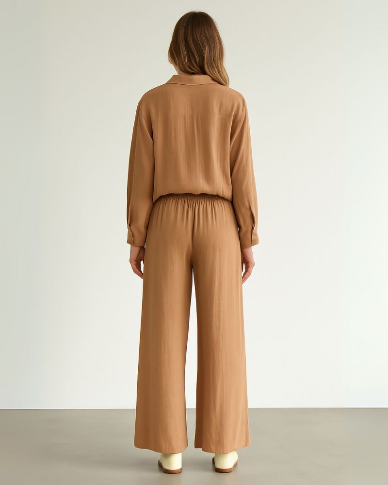 Toffee Drift Co-Ord – Lightweight Crinkle Cotton Loungewear