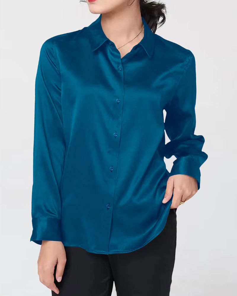 Azure Elegance Satin Shirt