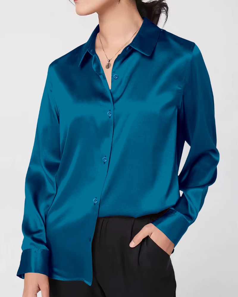 Azure Elegance Satin Shirt