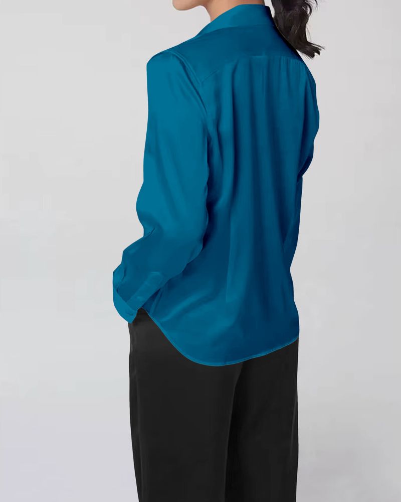 Azure Elegance Satin Shirt