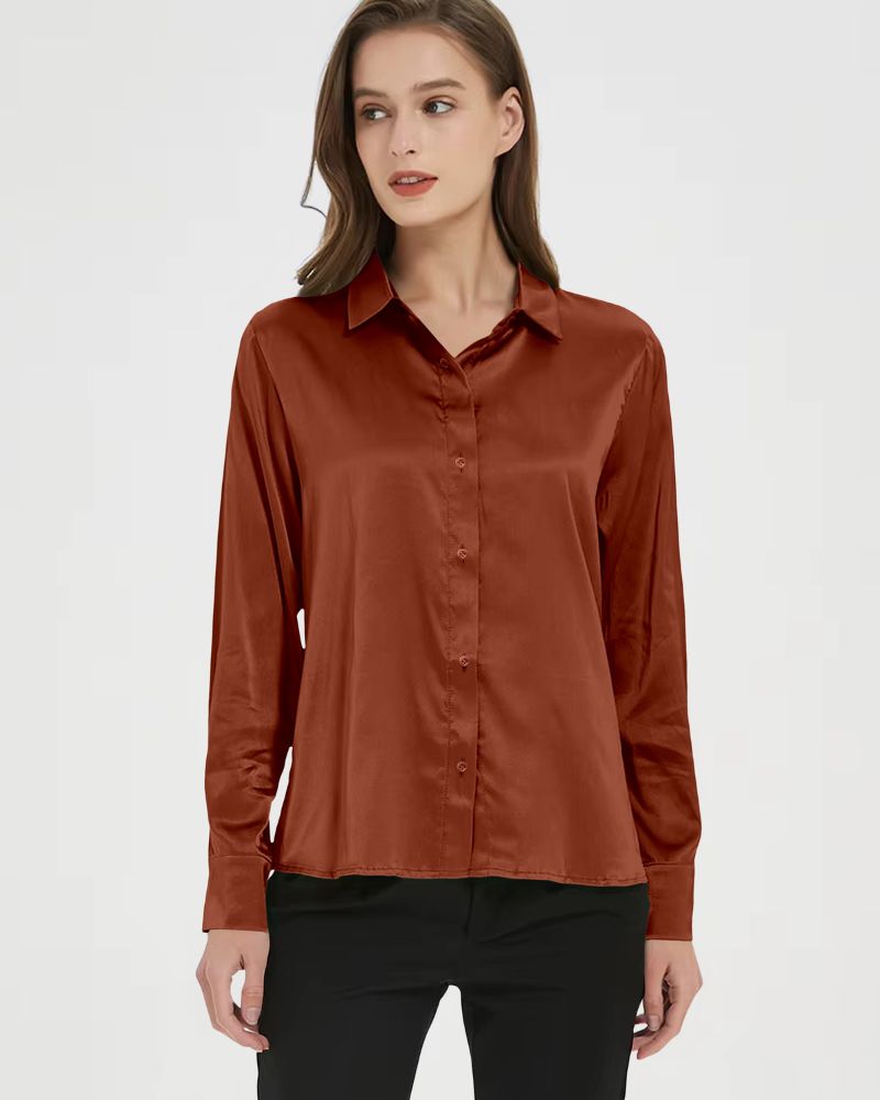 Copper Glow Satin Shirt