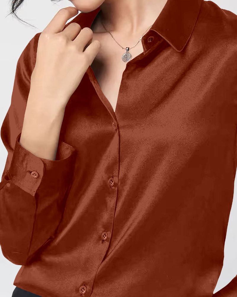 Copper Glow Satin Shirt