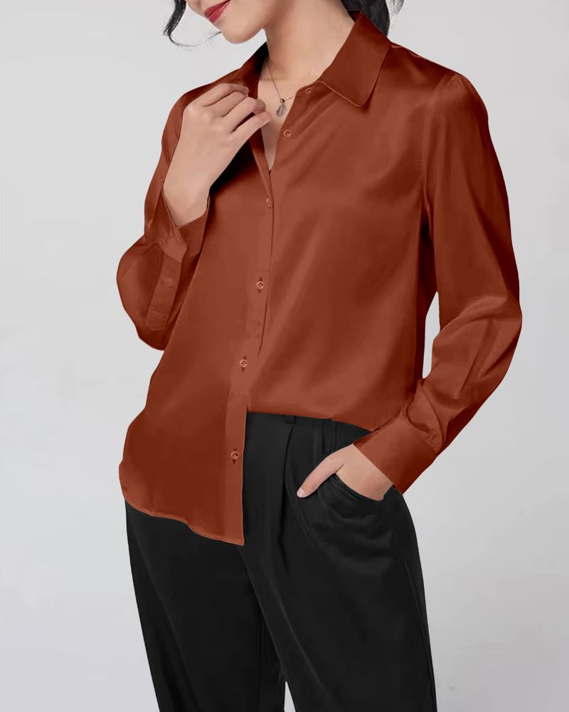 Copper Glow Satin Shirt