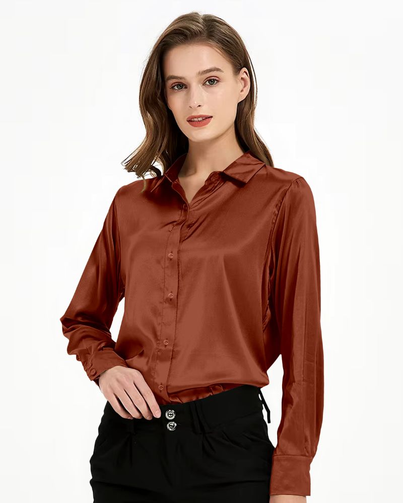 Copper Glow Satin Shirt
