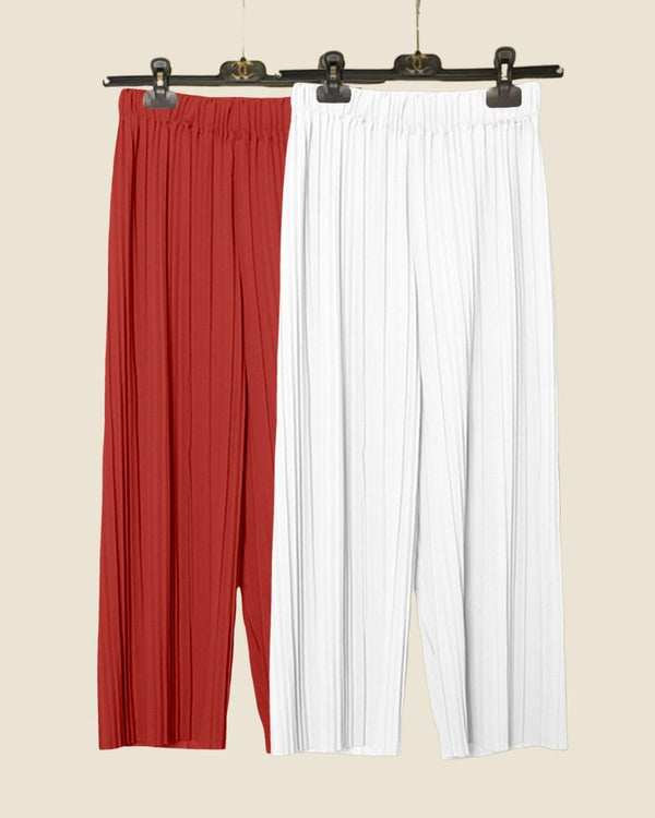 Terracotta & Soft White Pleated Palazzo Duo