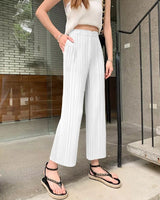 Soft White Flowy Pleated Palazzo Trousers