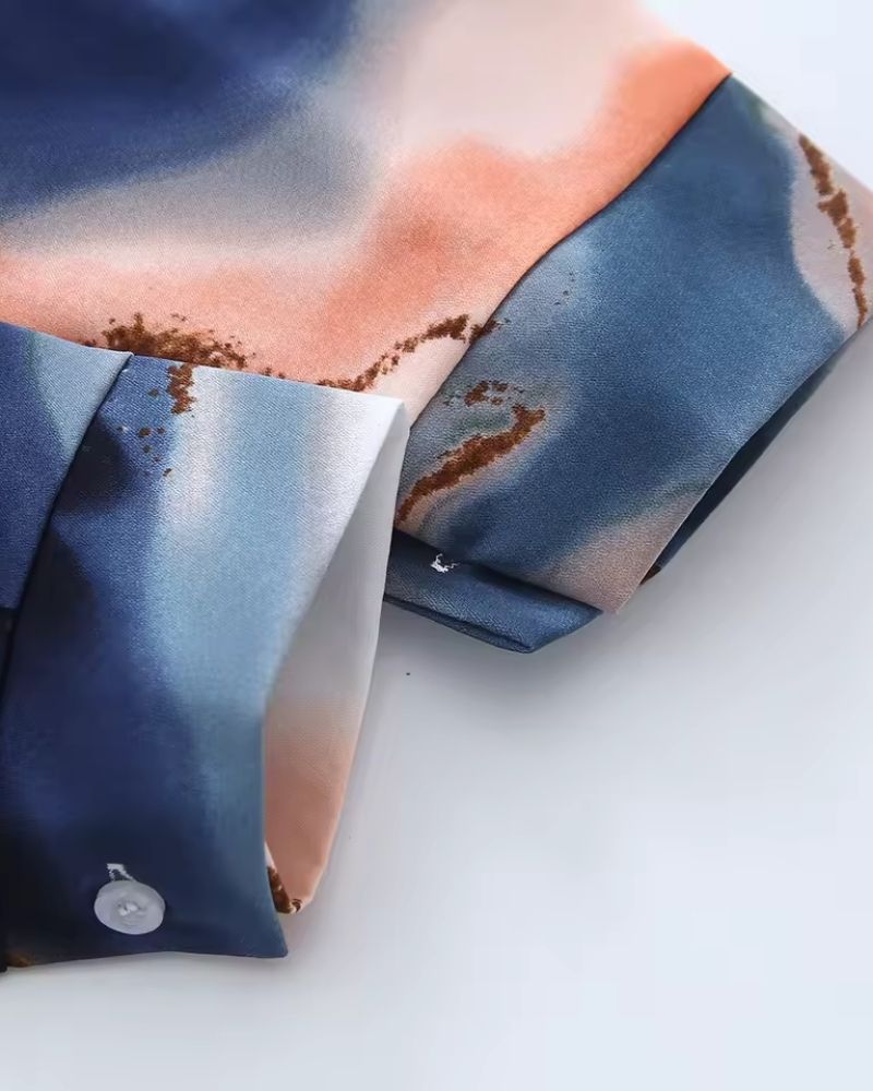 Onde Dipinte – Abstract Marbled Rayon Shirt