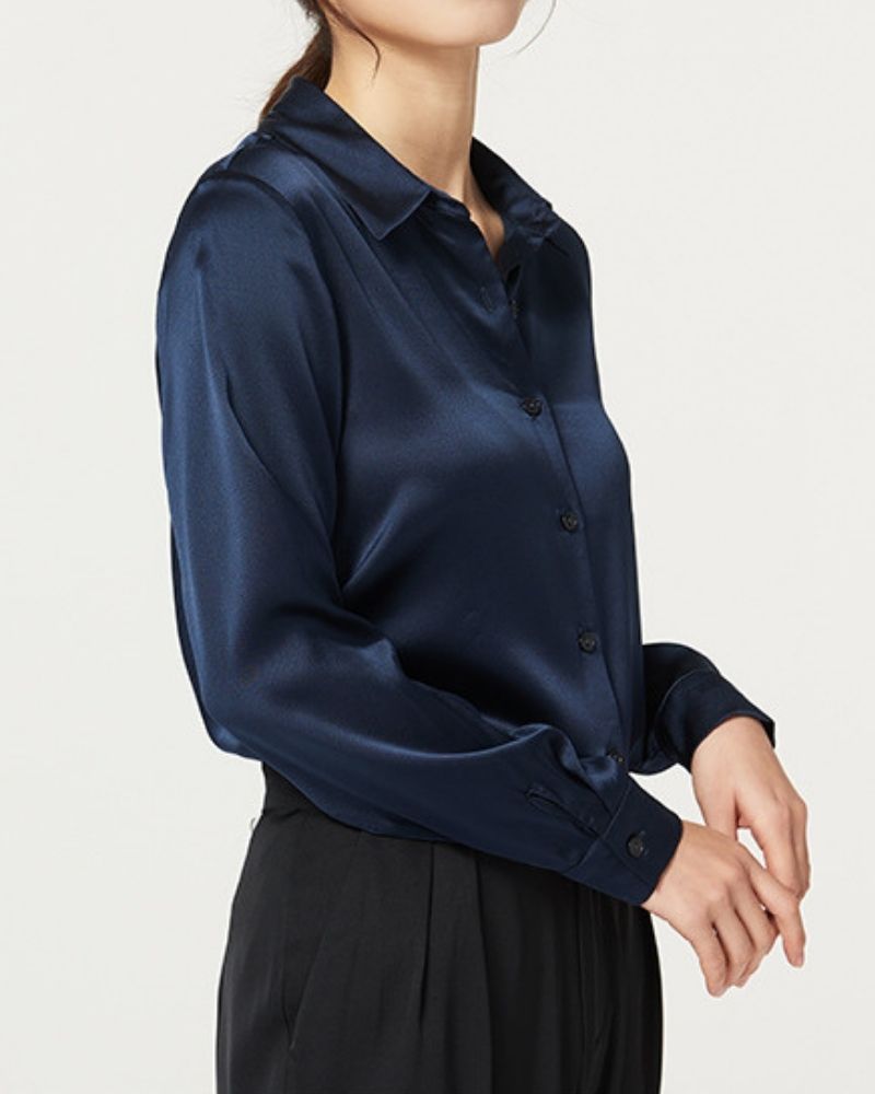 Sapphire Blue Satin Shirt