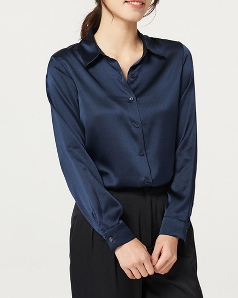 Sapphire Blue Satin Shirt