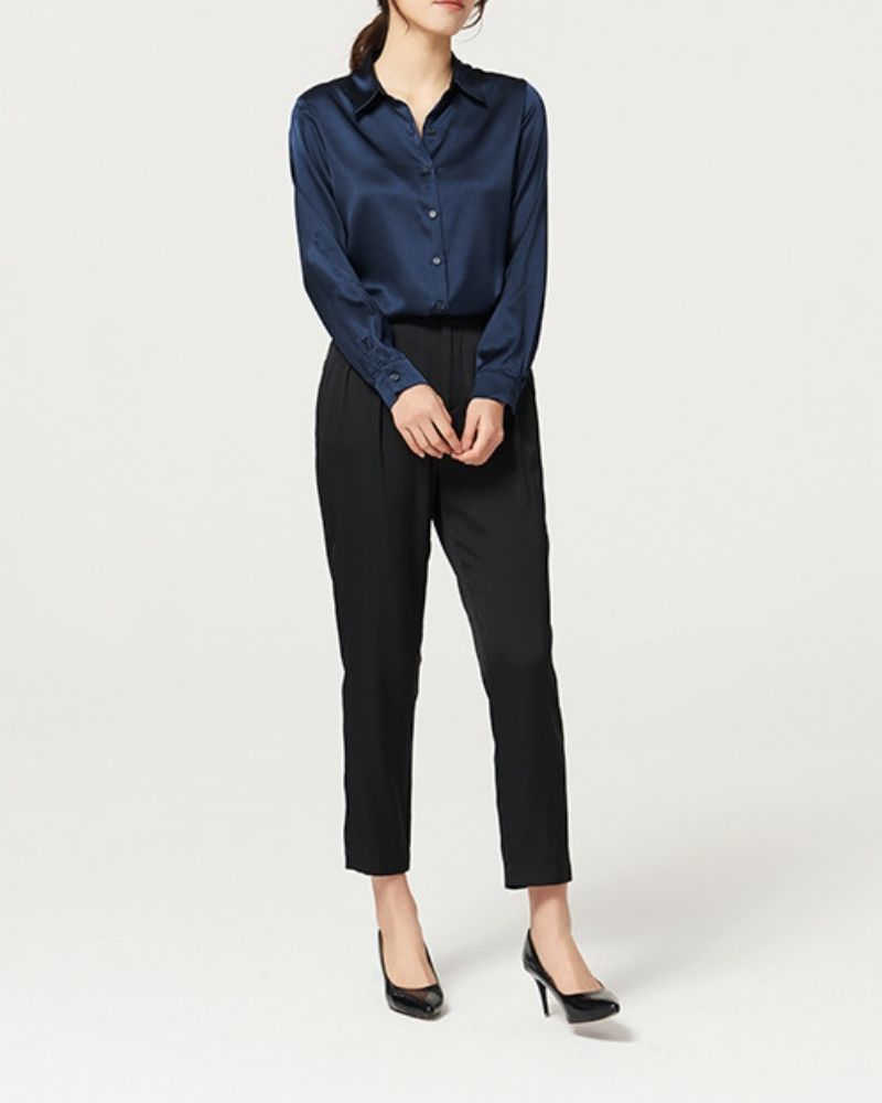 Sapphire Blue Satin Shirt
