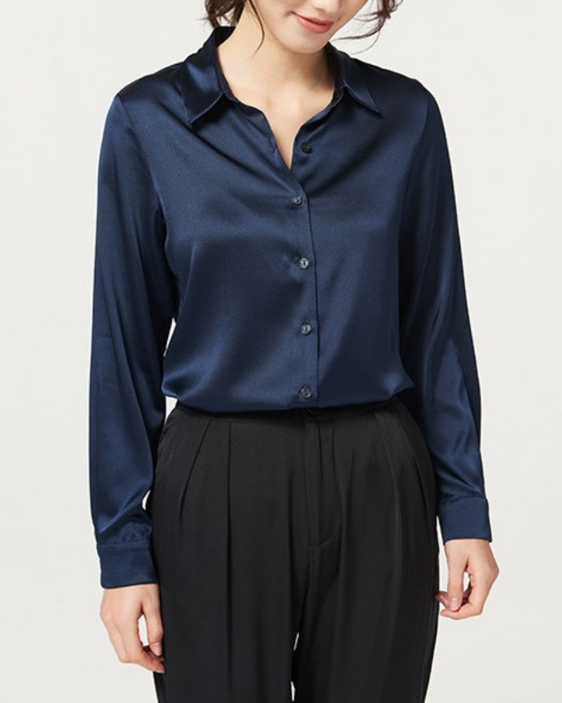 Sapphire Blue Satin Shirt
