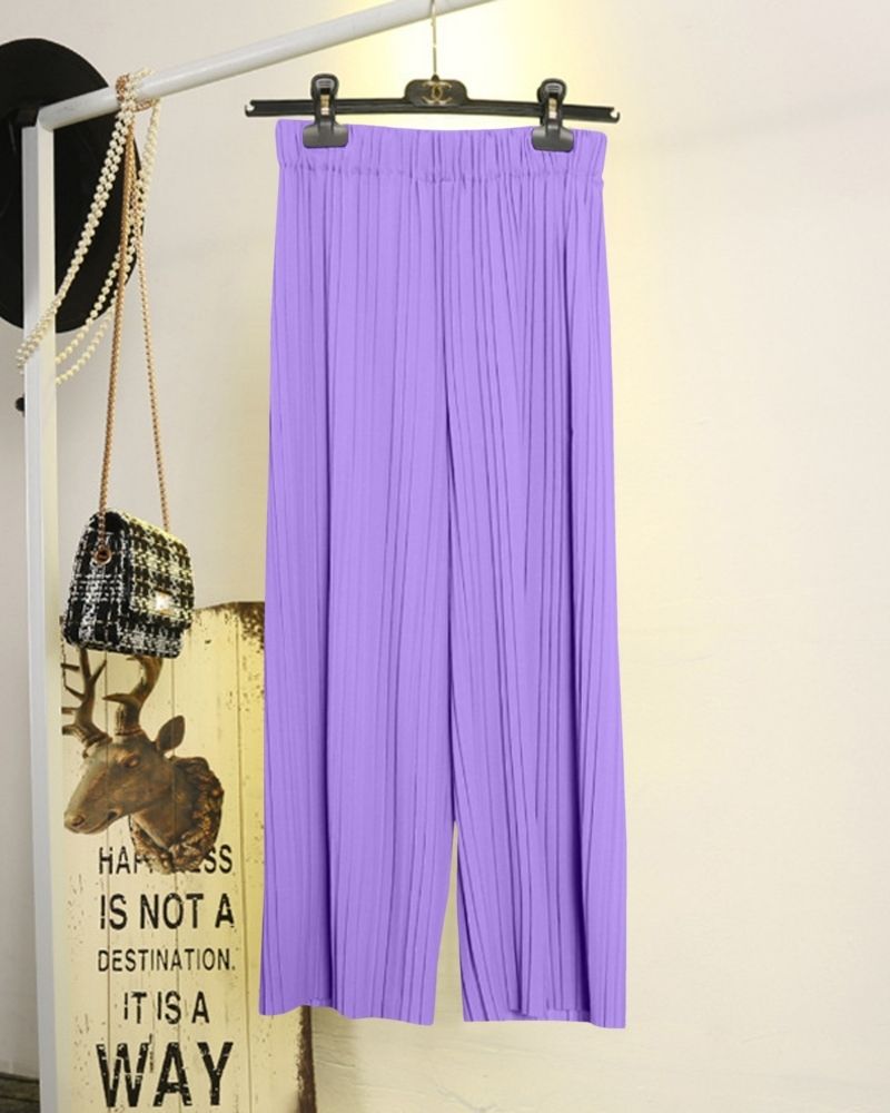 Lavender Haze Flowy Pleated Palazzo Trousers