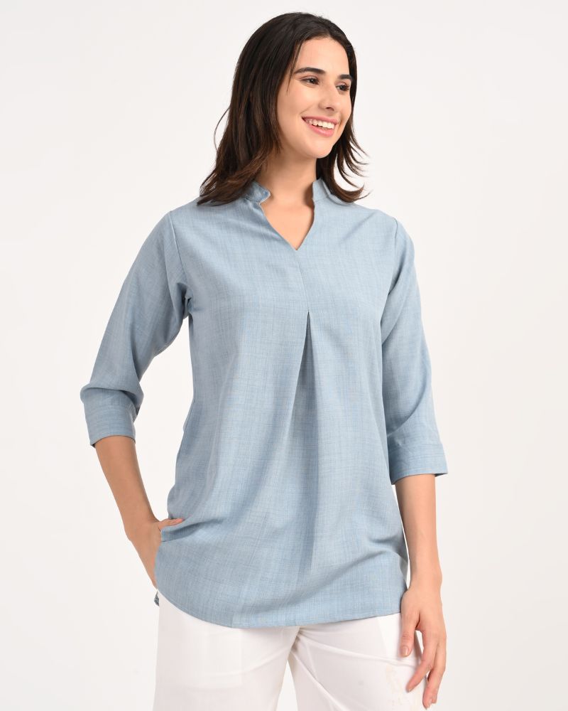 Lavender Dream Linen Blend Short Kurta