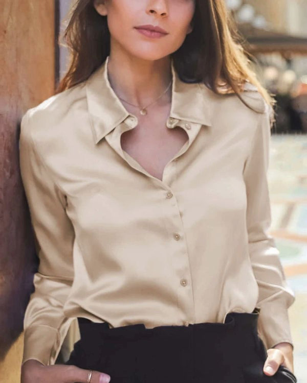 Beige Satin Shirt for Women