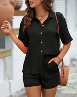 Black Relaxed Fit Two Piece Lounge Set