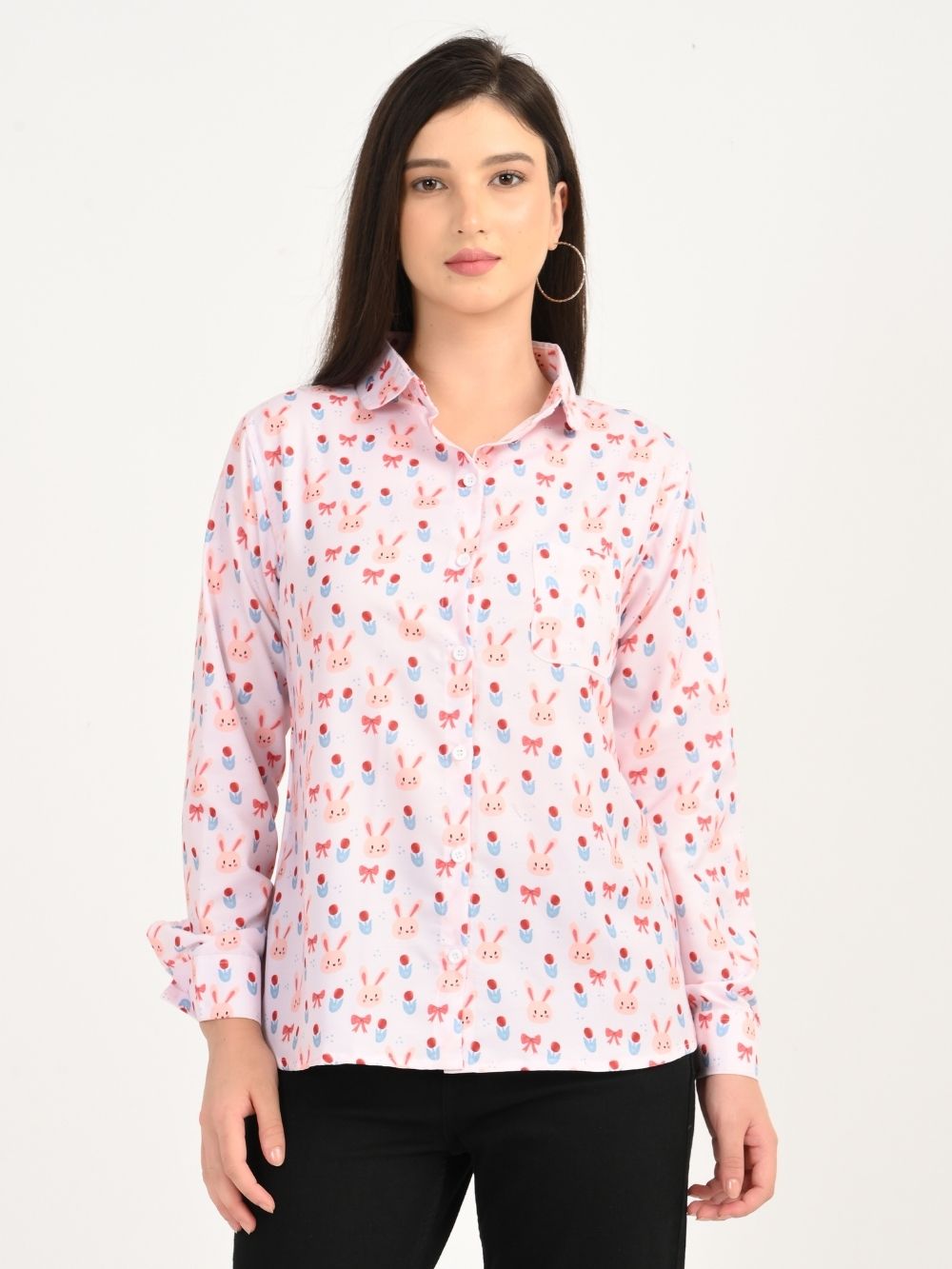 Blush Bunny shirt straight front view