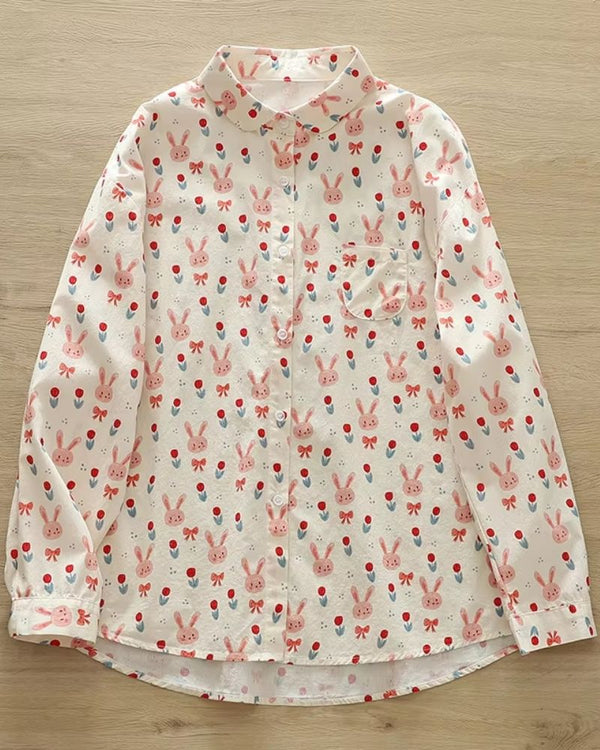 Bunny Kisses Blouse – Cute Printed Shirt for Women

