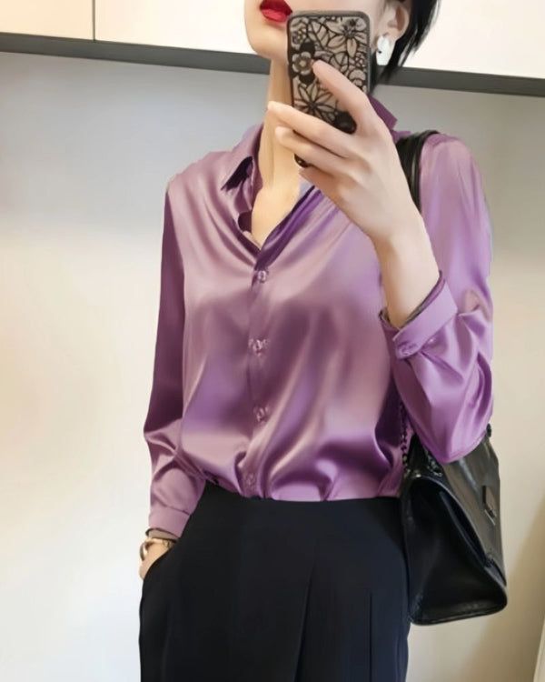 Purple satin top online