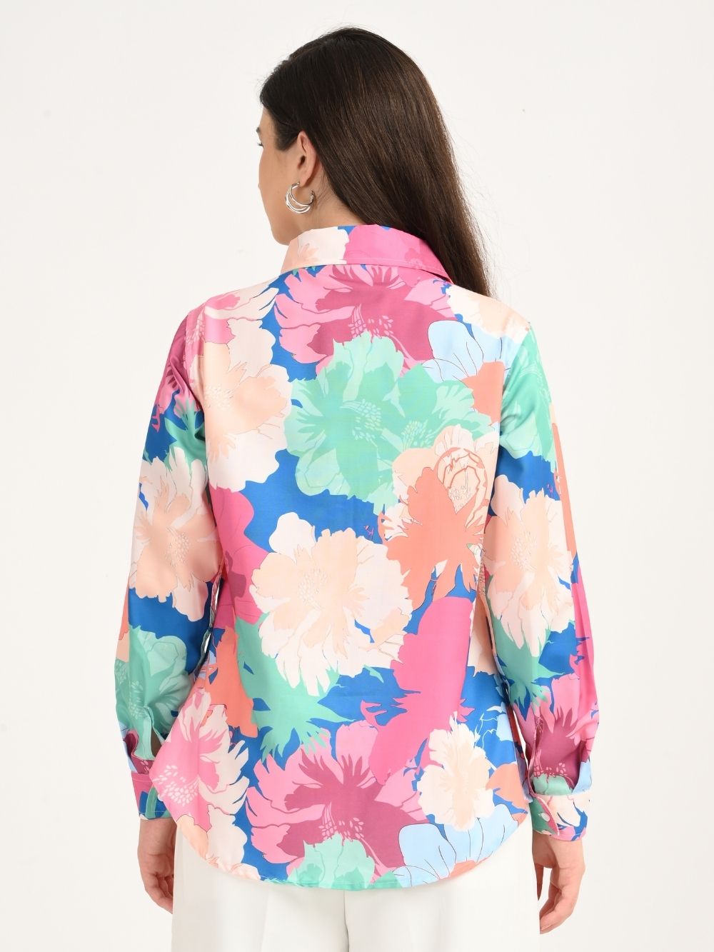 Floral rayon shirt back view