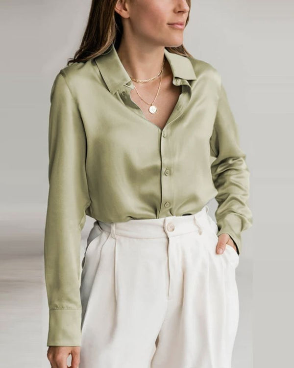 Olive Green Satin Shirt