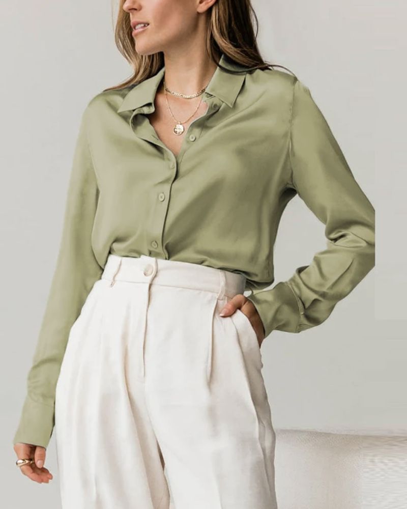 Olive Green Satin Shirt