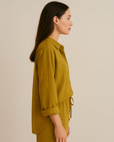 “Relaxed loungewear look with mustard yellow cotton co-ord set – casual and comfy”

