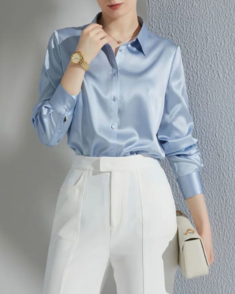 Sky Blue Satin Shirt