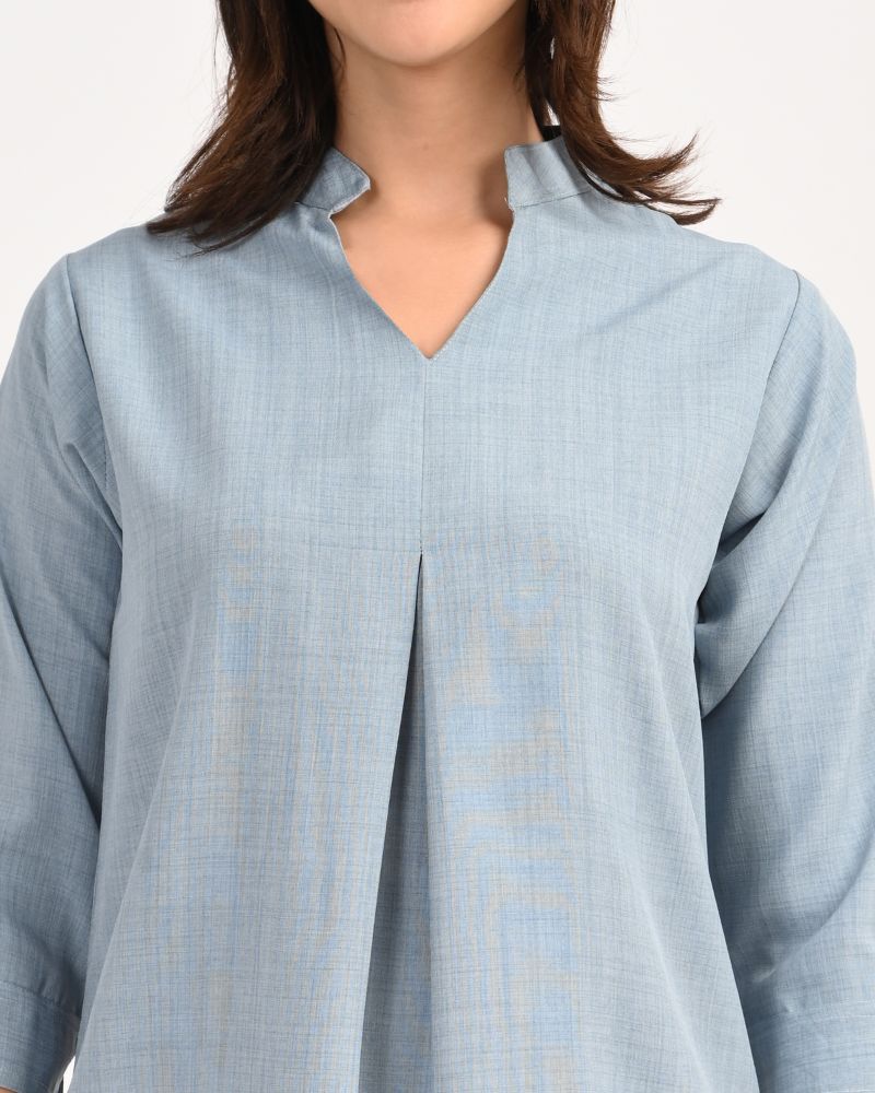 Serene Sky V-Neck Viscose Top