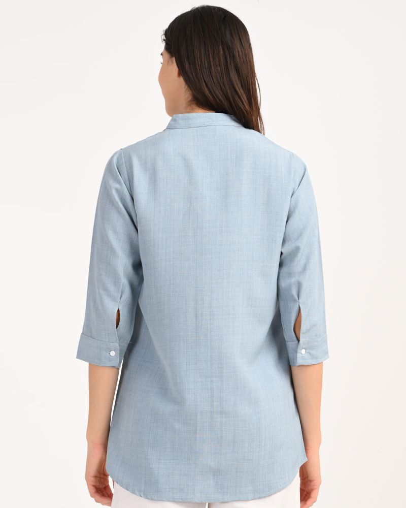 Serene Sky V-Neck Viscose Top