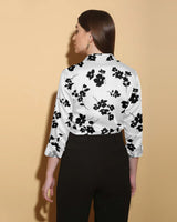 black floral satin shirt