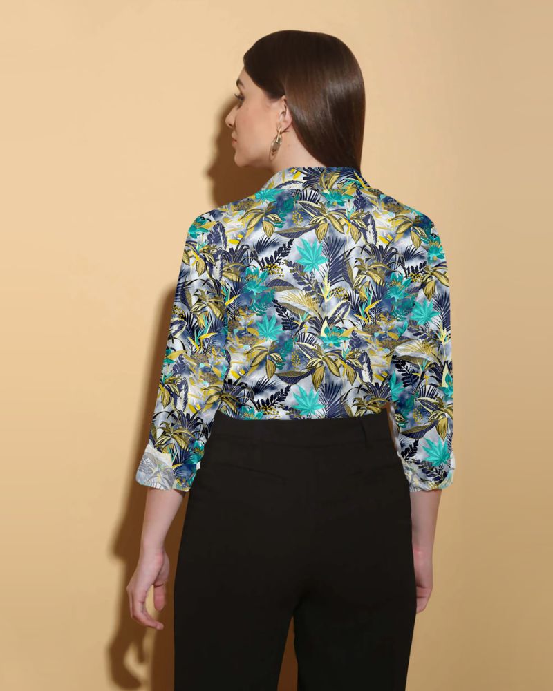 leaf print blouse