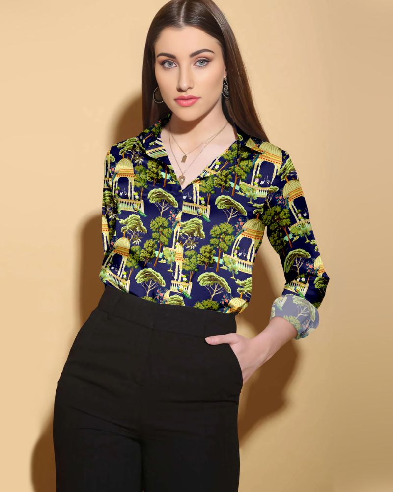 palace motif satin top